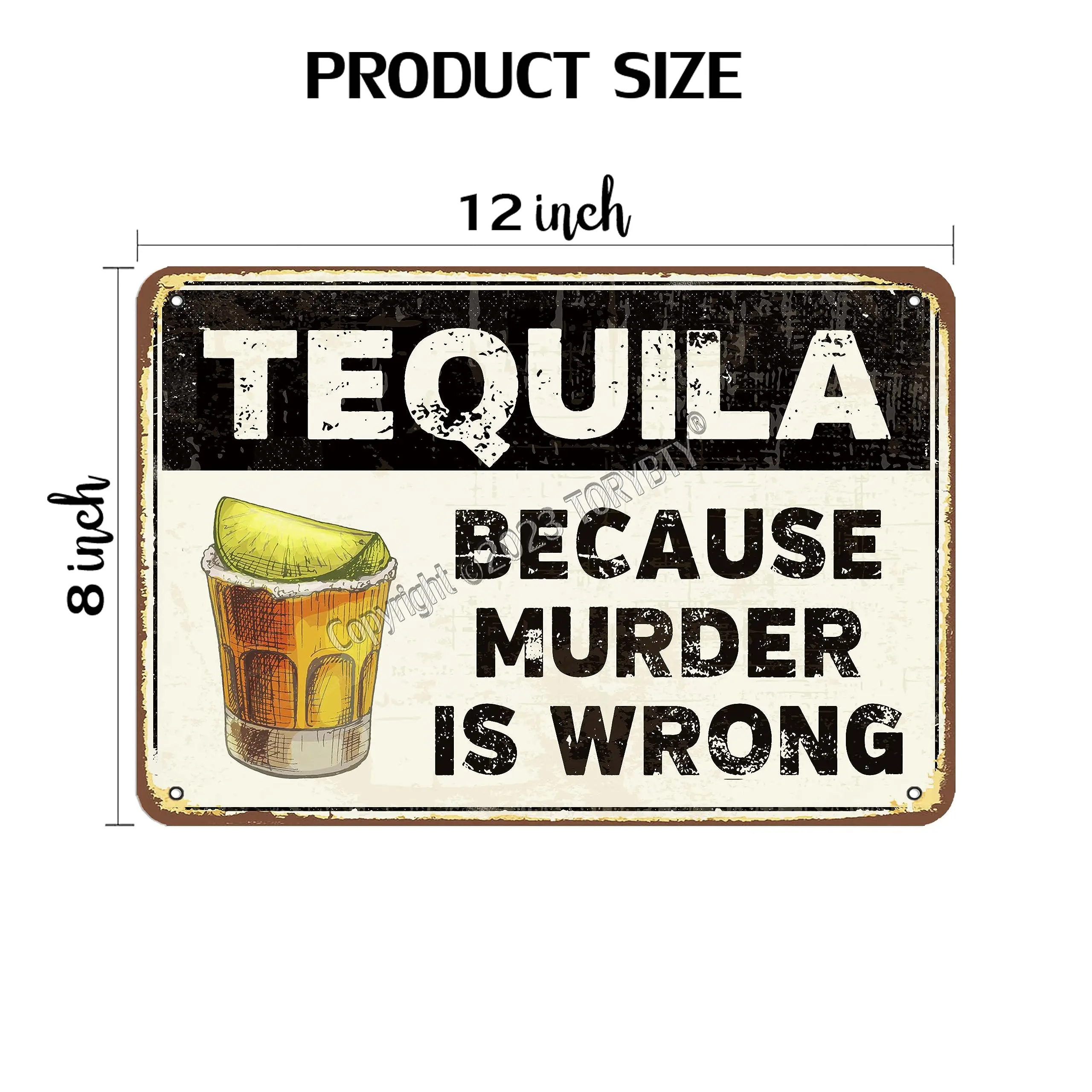 Tequila Because Murder Is Wrong Retro Look  Metal Decoration Art Sign for Home Kitchen Bar Pub Man Cave Farmhouse Game Room Funn