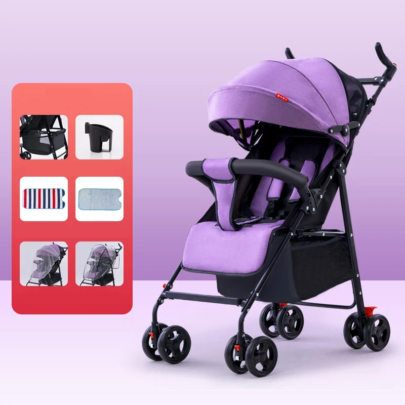 Portable Baby Stroller Folding Baby Carriage Lightweight Can Sit Lie Baby Four Wheel Cart  Travel Stroller For 0-3 years old