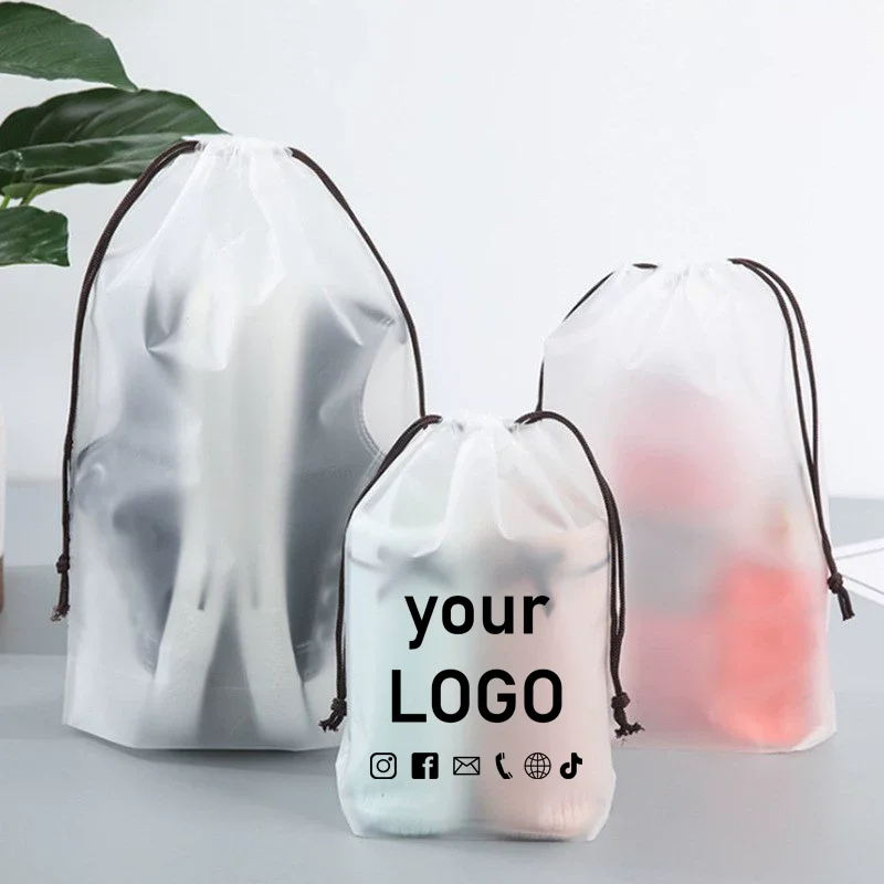 50 Drawstring Bags Frosted Plastic Bags Translucent Storage Bags Facial Tissue Cosmetic Cotton Swab Packaging Bags Custom Logo