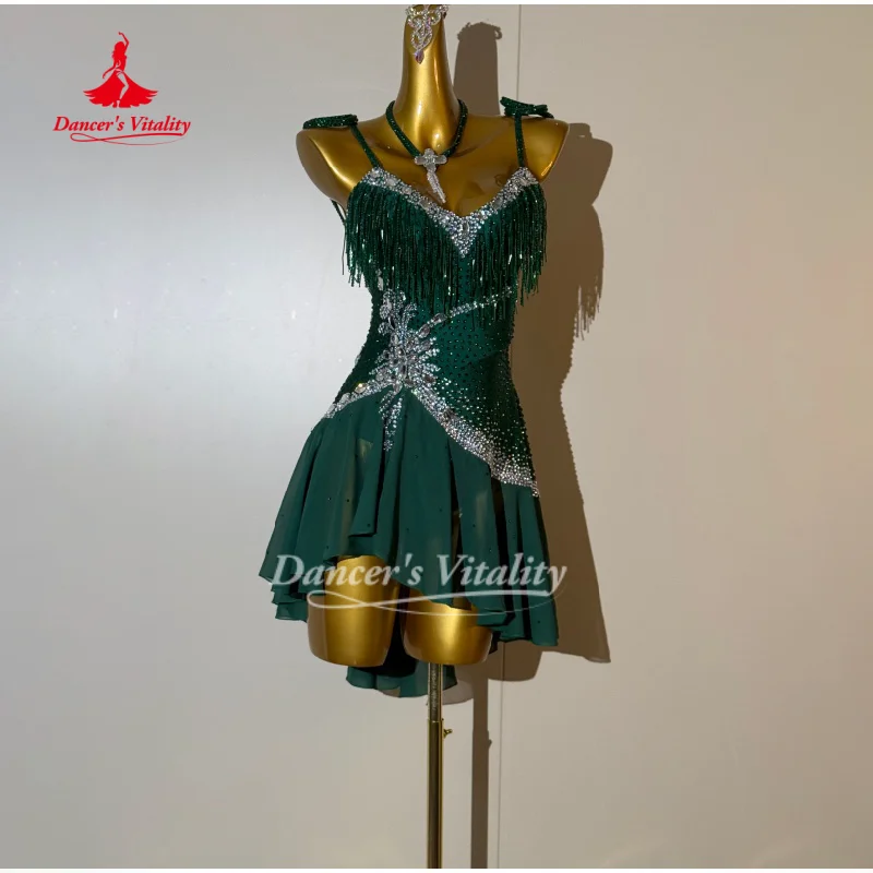 Latin Dance Competition Costume Dress Adults and Children Customized Advanced Sexy Stage Performance Clothing Dancer's Vitality