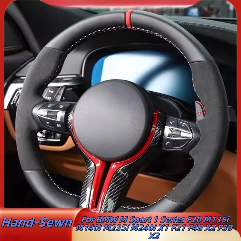 

Car Steering Wheel Cover Hand-Sewn Genuine Leather For BMW M Sport 1 Series F20 M135i M140i M235i M240i X1 F21 F48 X2 F39 X3