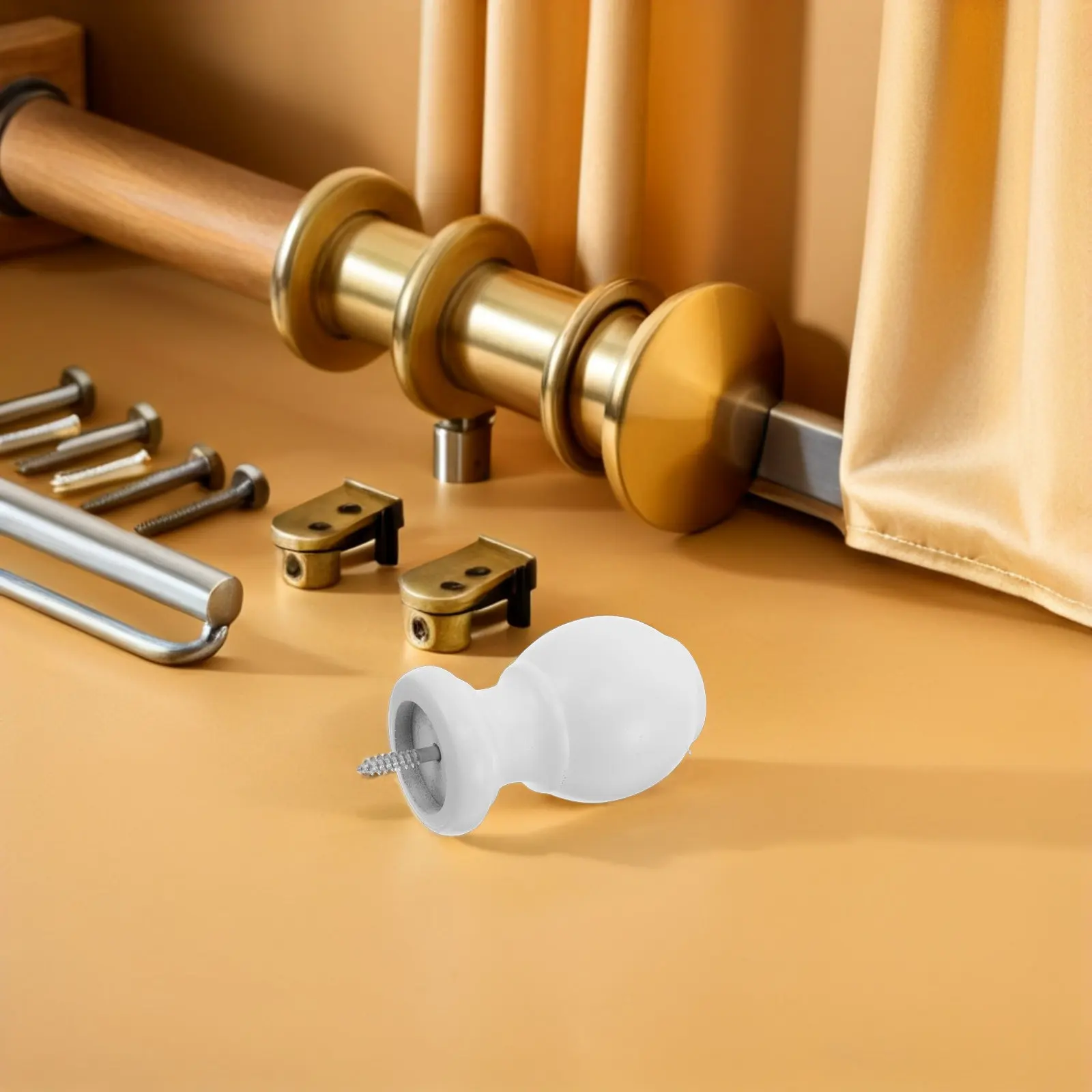 Wooden Curtain Rod Finials Replacement Decorative End Caps for Living Room Bedroom Window Curtains