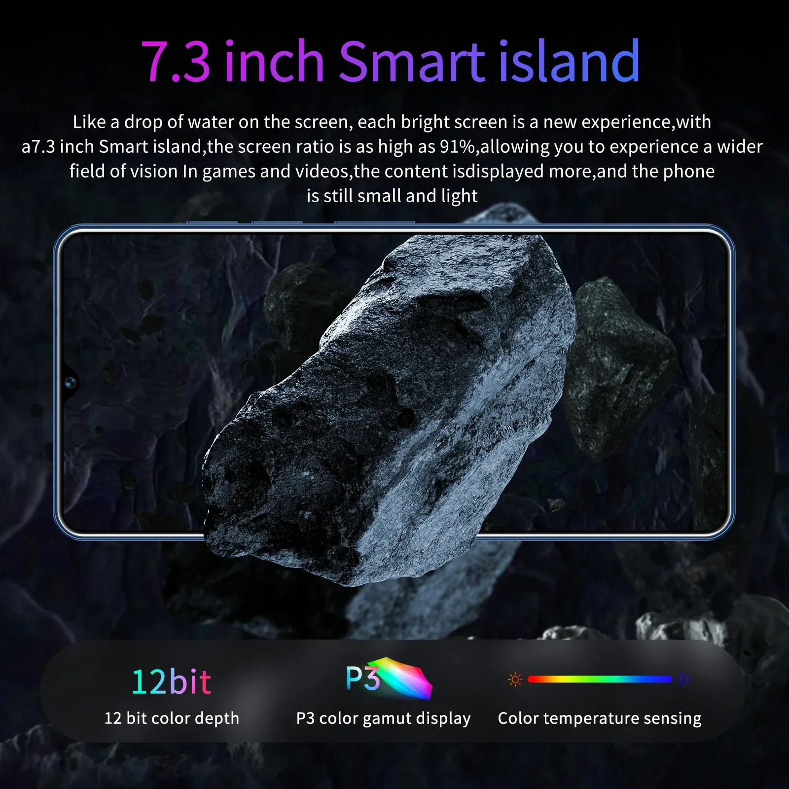 НОВЫЕ мобильные телефоны GT10 Pro 7.3 HD Распознавание лиц Оригинальный 5G Dual Sim Android Распознавание лиц Разблокированный сотовый телефон 108 МП