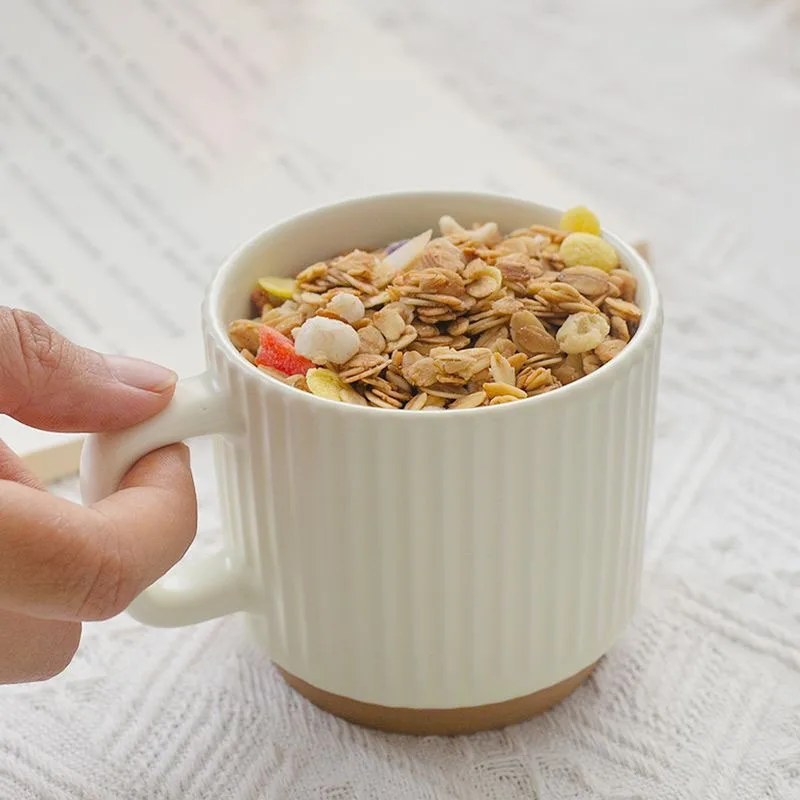 Simple Ceramic Coffee Mug Oatmeal Milk Breakfast Cup High Temperature Resistant Office Living Room Kitchen Home Drinkware Tool