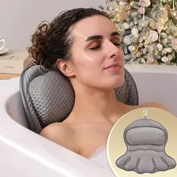 Bath Pillow Bathtub Pillow, Luxury Bath Pillows for Tub Neck and Back Support, Bath Tub Pillow Headrest with Soft 4D Mesh