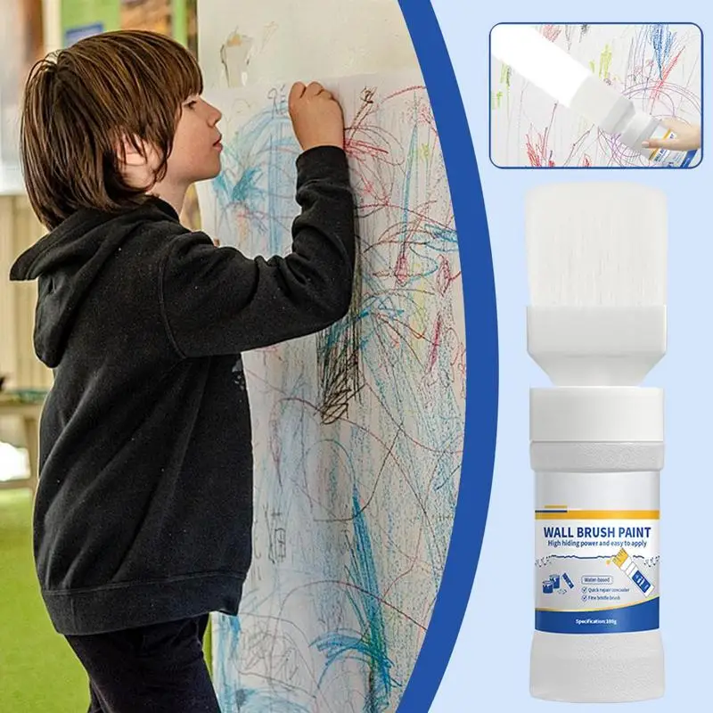 White Paint For Wall 180g Latex Paint Wall Repair Paste Water-Based Wall Touchup Paint With Brush White Ceiling Paint Interior