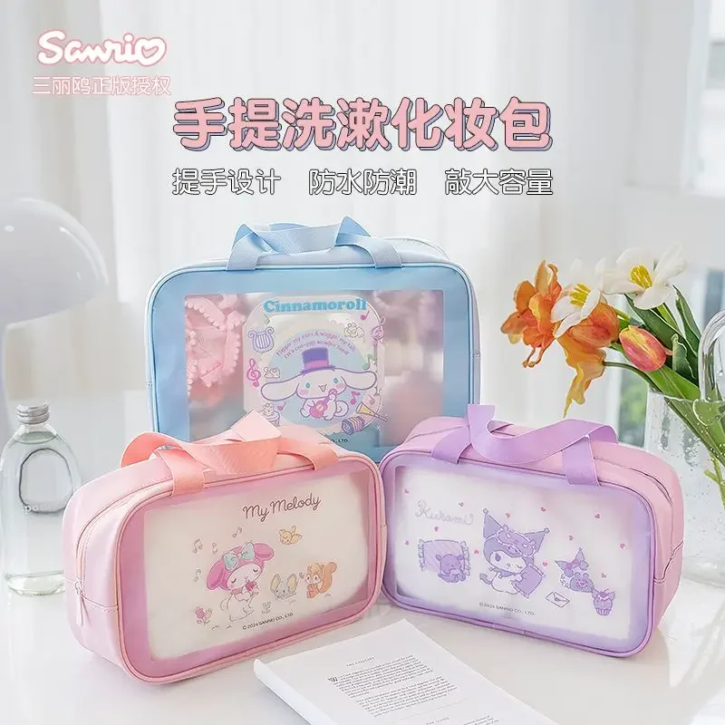 Sanrio Kuromi My Melody Anime Kawaii Makeup Bag Cute Ins Cinnamoroll borsa da viaggio portatile borsa dolce di grande capacità regali per bambini