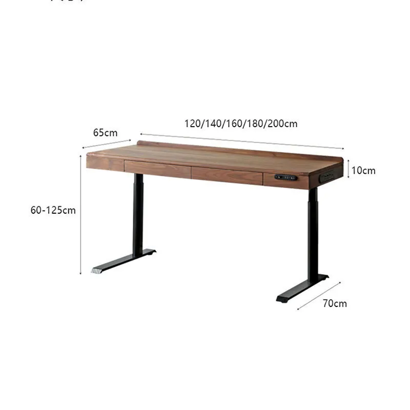 Nordic solid wood electric lifting table, automatic intelligent standing computer office black walnut desk
