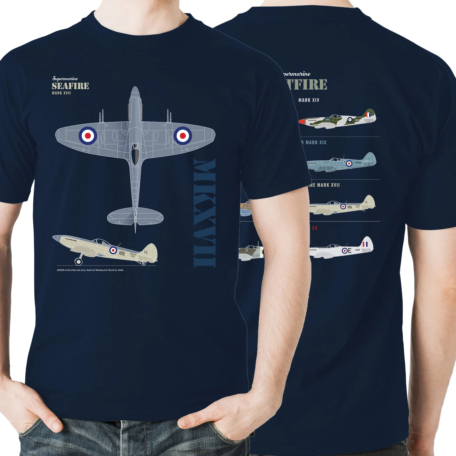 RAF Supermarine Seafire MK XVII Spitfire Fighter T-Shirt 100% Cotton O-Neck Summer Short Sleeve Casual Mens T-shirt