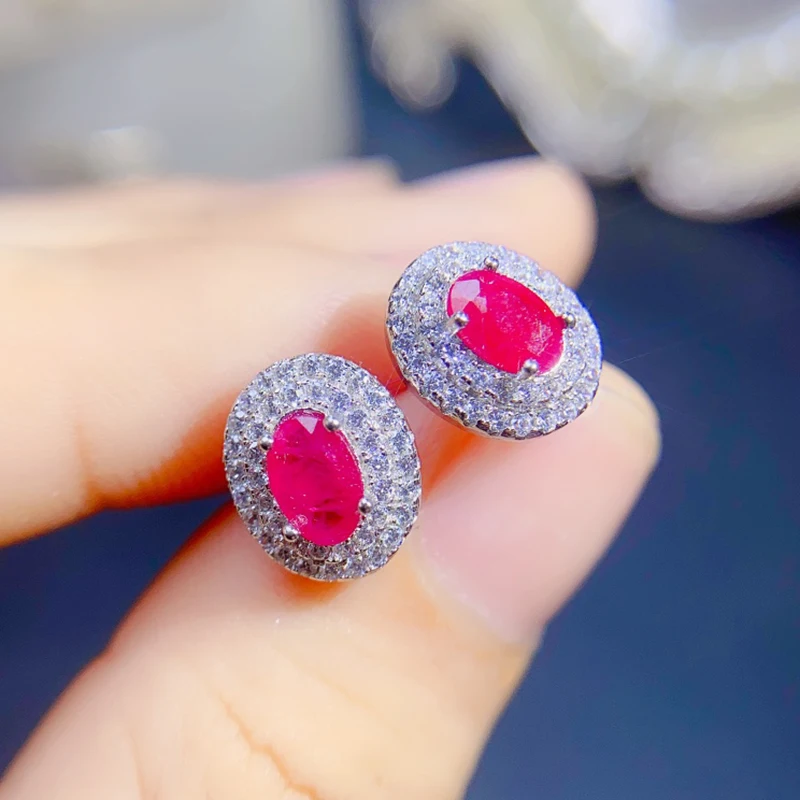 Natural Ruby jewelry sets for women rings earrings pendant silver 925  luxury gem stones 18k gold plated free shiping items image 3