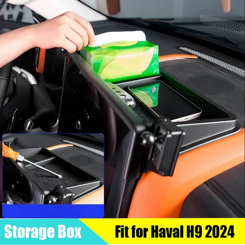 

Задний ящик для хранения автомобильного экрана, подходит для GWM Haval H9 2024 2025, модифицированный автомобильный навигационный экран, держатель для мобильного телефона, автомобильные аксессуары