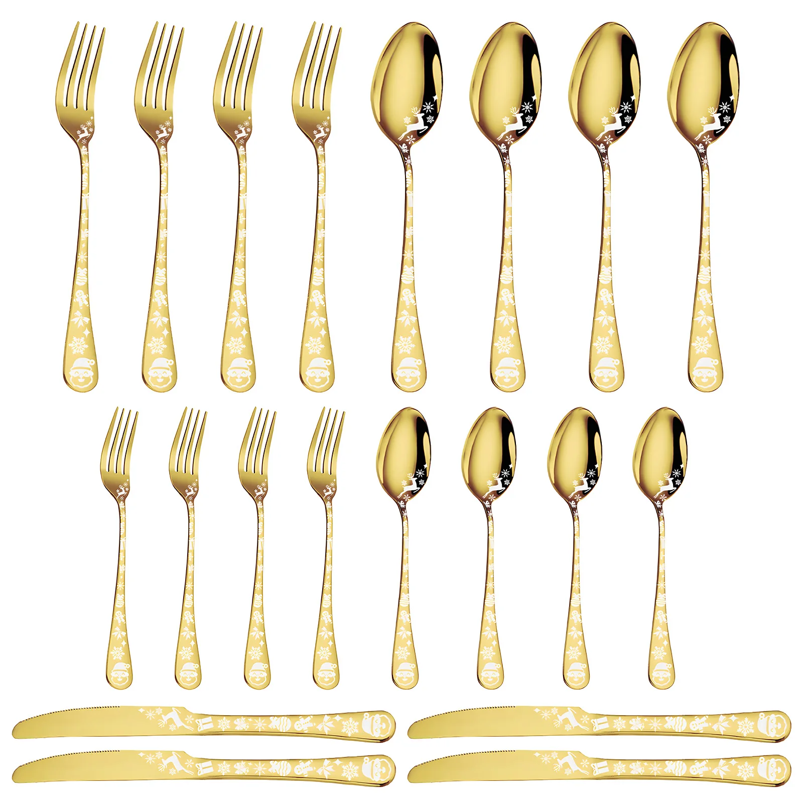 40-Piece Gold Silverware Set Service for 5 Stainless Steel Flatware Cutlery Set with Round Edge Kitchen Utensil Set for Home