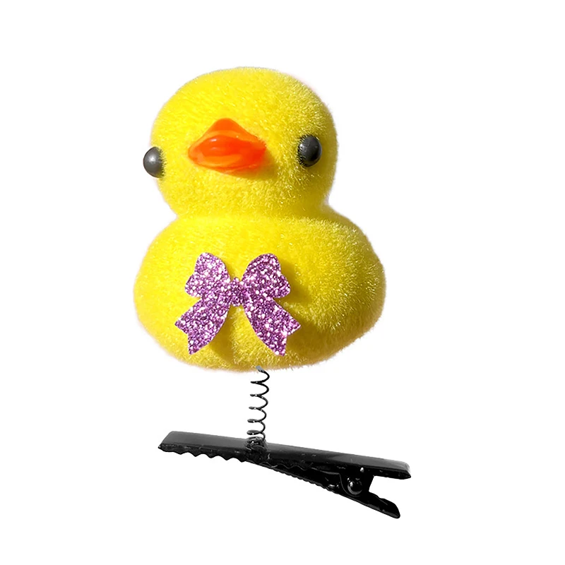 Pince à cheveux 3D en forme de petit canard jaune pour enfant, accessoire de coiffure amusant et mignon, en peluche, 1 pièce