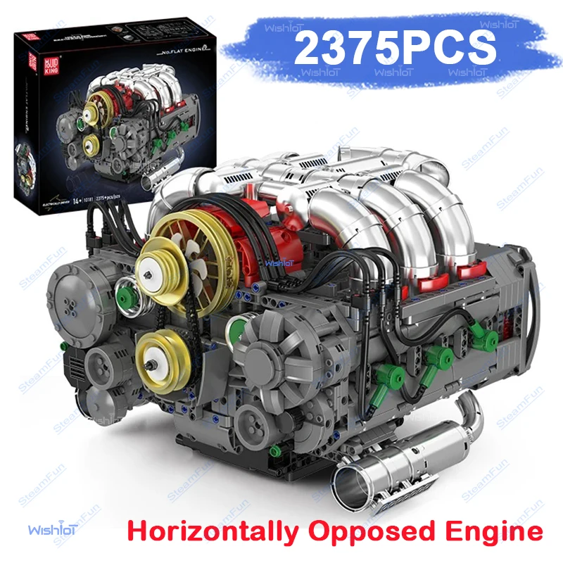 

Конструктор Mould King 10181: Технический моторизованный двигатель с горизонтально расположенным расположением цилиндров, 2375 деталей, для кубиков типа LEGO, набор игрушек