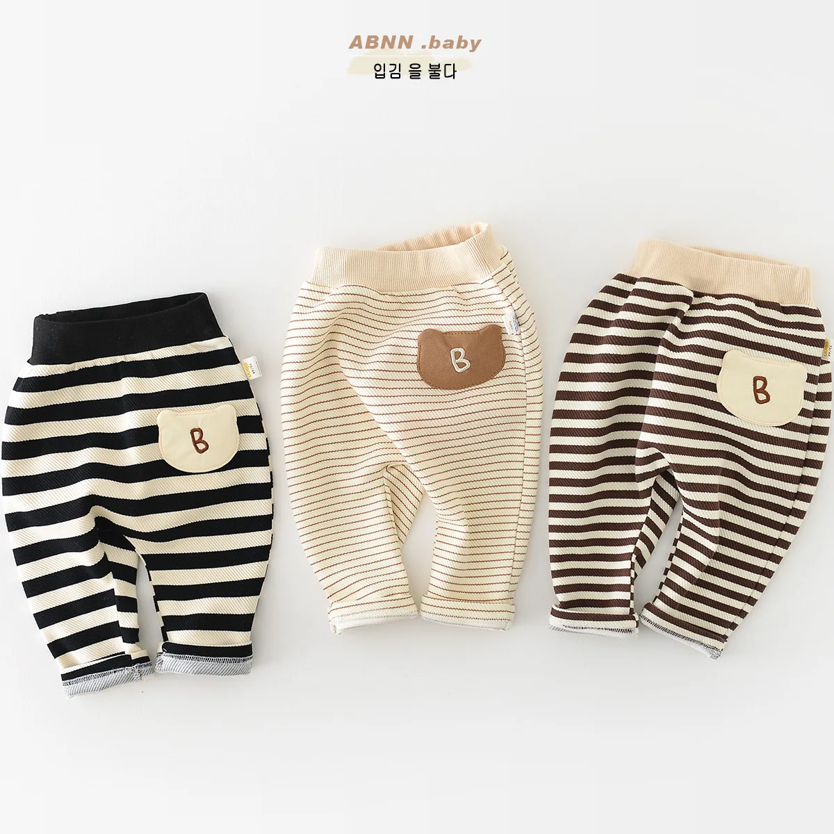 

Jenny&Dave Newborn baby pants, cartoon large PP casual pants for boys and girls, Nordic striped outdoor spring and autumn pants