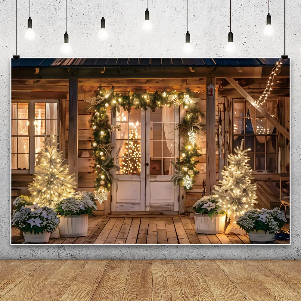 

Christmas Wood Window Backdrop Glitter Lights Xmas Tree Kids Family Portrait Photography Background Decor Photo Studio Props