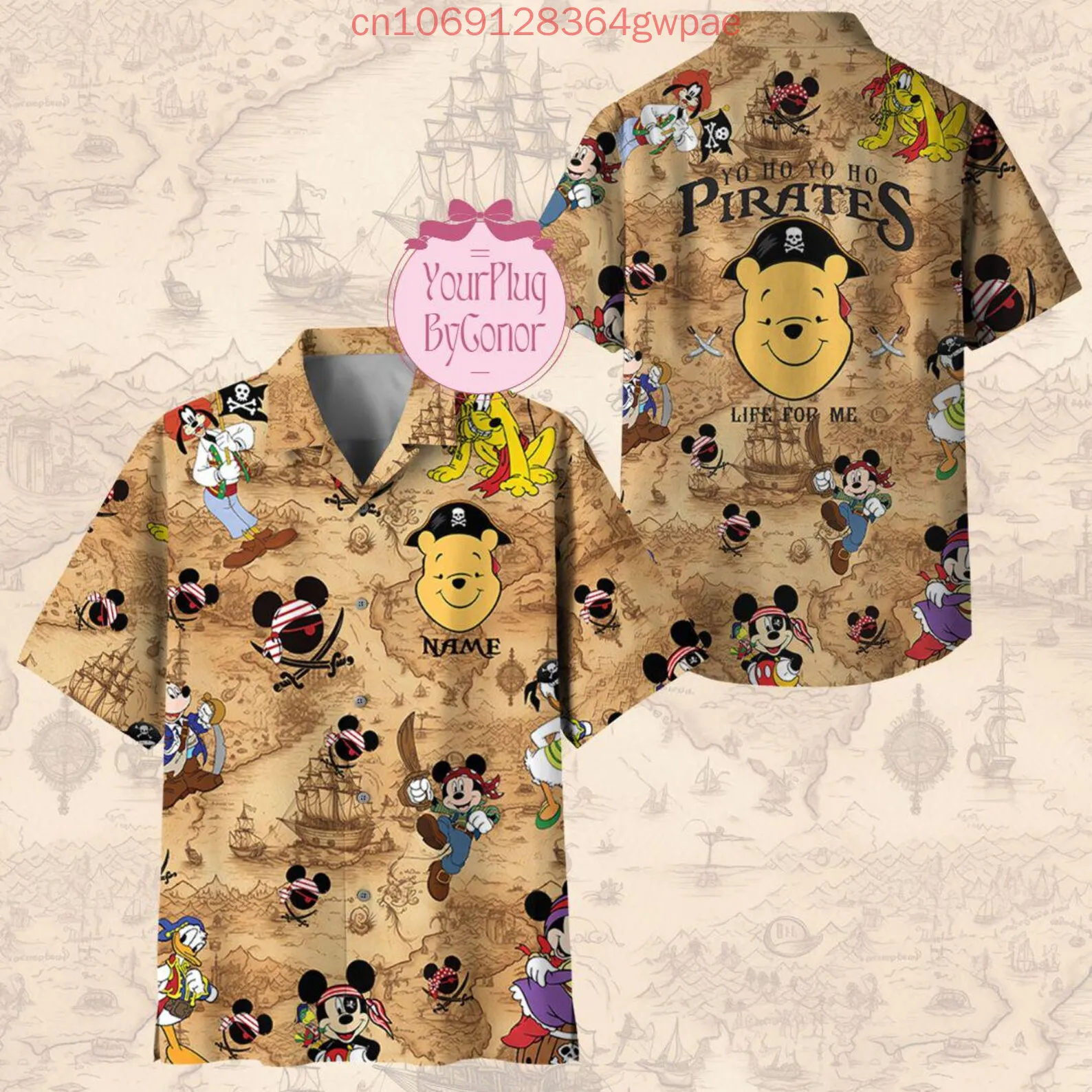 Disney Cruise Hawaiian Shirt Pooh Pirates of The Caribbean Hawaiian Shirt Minnie Stitch Pirates Short Sleeve Hawaii Shirt Tops