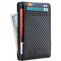Men's Ultra-thin RFID Blocking PU Leather Wallet Credit Card ID Card Holder Portable Men's Slim Thin Minimalist Business Purse