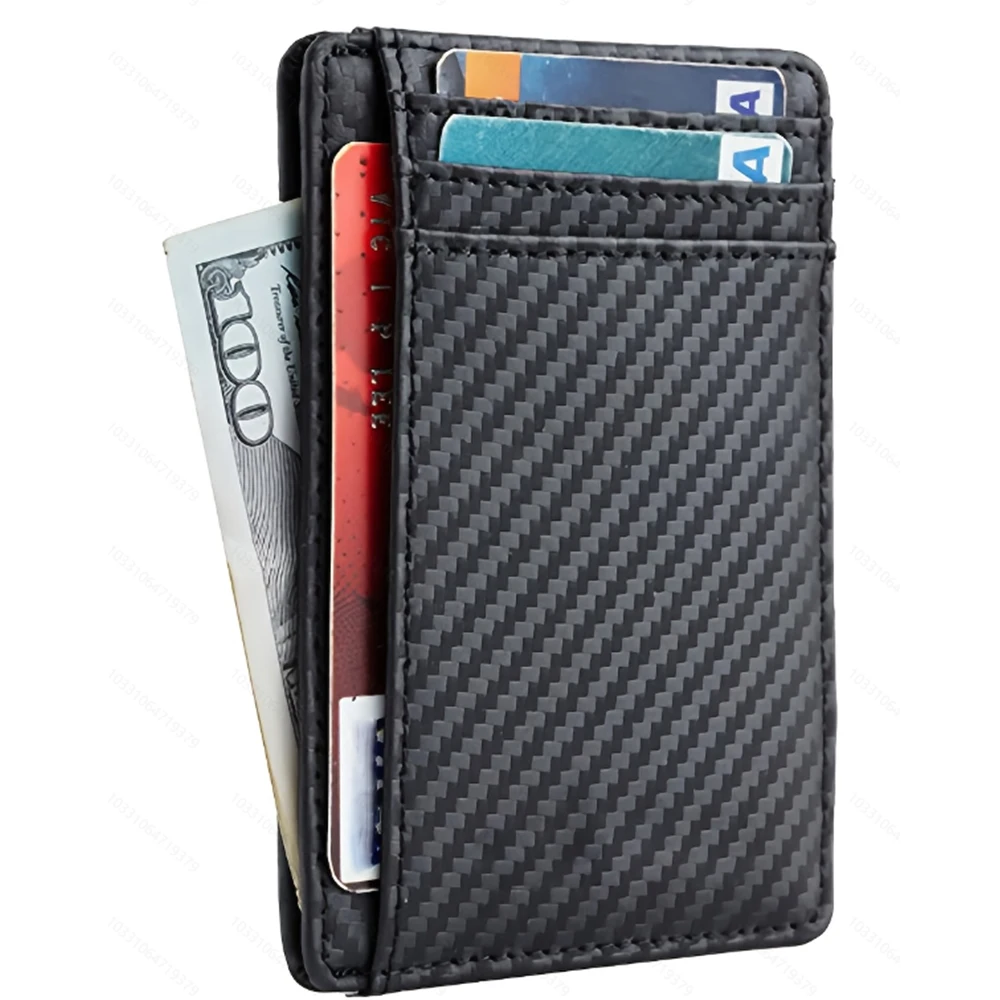 Men's Ultra-thin RFID Blocking PU Leather Wallet Credit Card ID Card Holder Portable Men's Slim Thin Minimalist Business Purse
