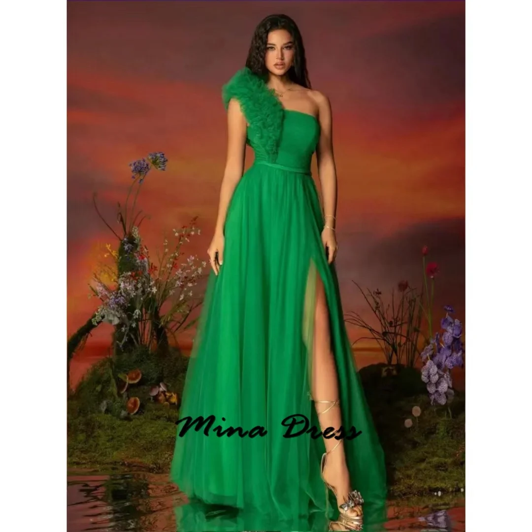 Mina Chiffon Elegant Evening Dress Woman Sleeveless Luxury Dresses Women 2024 Prom Oblique Shoulder Elegant and Noble Side Slits