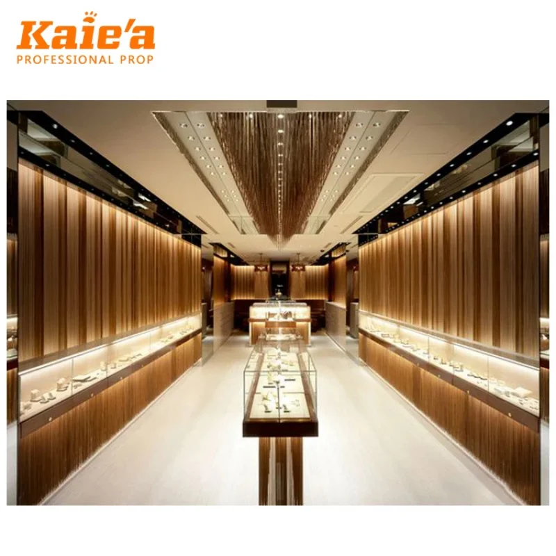 custom.Fashion Mall Wooden Modern Shop Simple Jewellery Shop Counter Design Furniture Lighted Glass Display Showcase