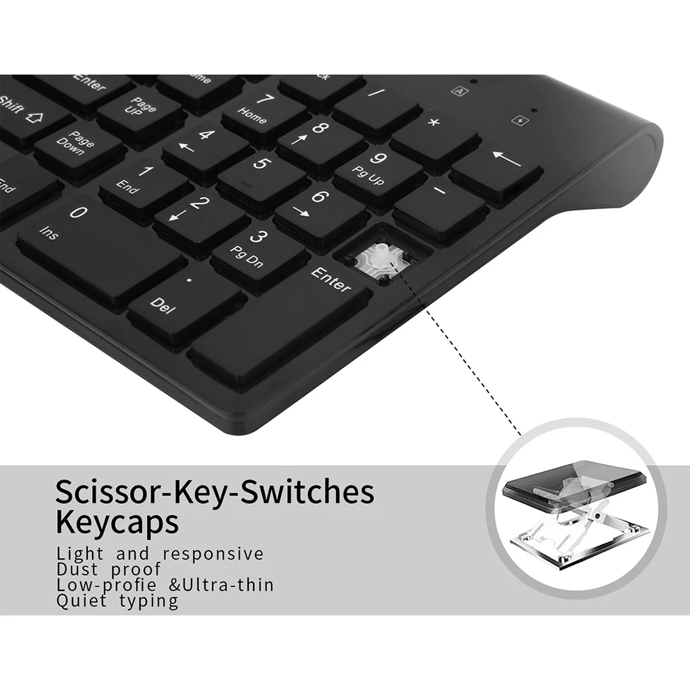 SeenDa – clavier sans fil Compact 2.4G, taille normale, Ultra-mince, avec pavé numérique, pour ordinateur de bureau, PC et portable