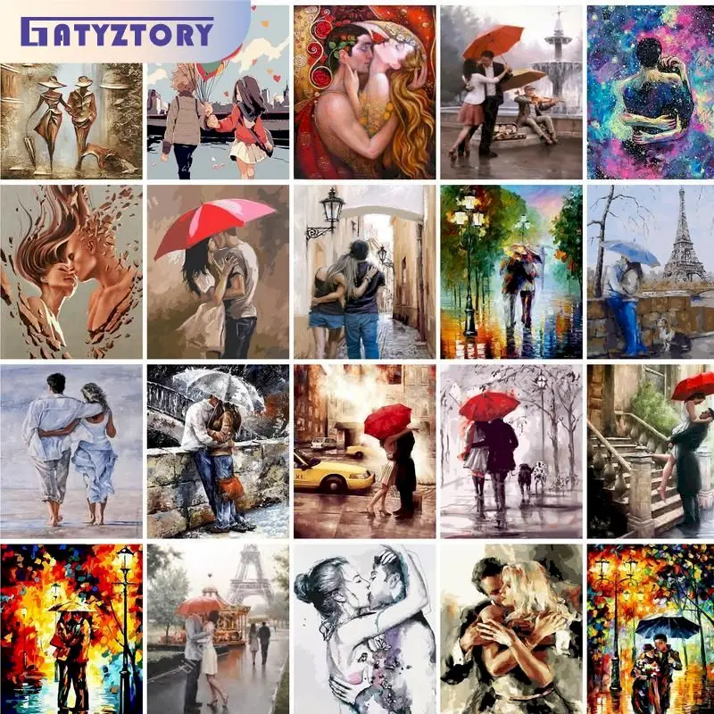 GATYZTORY Lovers Painting By Numbers For Adults DIY Kits HandPainted On Canvas Drawing By Numbers Wall Art Gift Home Decor