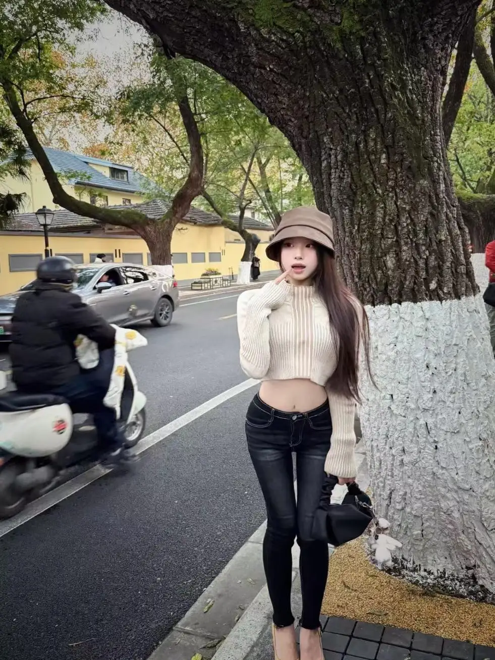 

High Waist Slimming Pencil Nine Point Pants with Hip Pad Self-Contained Elastici Lengthening Leg Effect ey Color Cotton S...