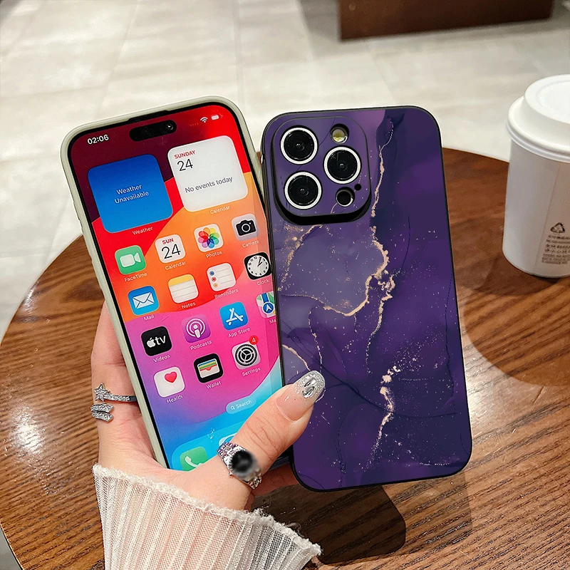 Watercolor Marble Case For iPhone 14 15 Pro Max Coque iPhone 13 12 Pro Max 11 Luxury Colorful Shockproof Silicone Soft Cover