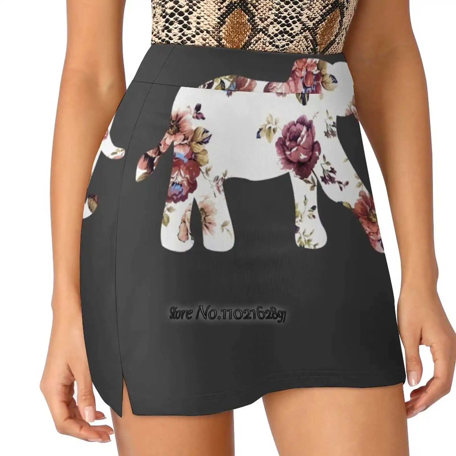 

Pretty Girly Floral Elephant Women Tennis Skirts Golf Badminton Pantskirt Sports Phone Pocket Skort Elephants Elephant Animals