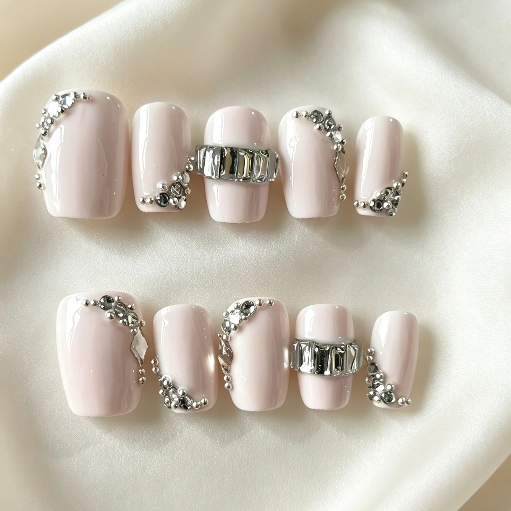 Beauty Glazed Makeup - 10 unhas quadradas aplicadas à mão,