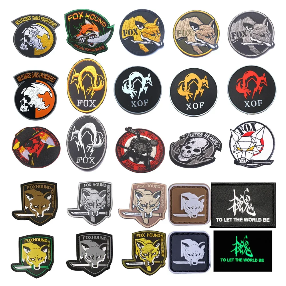 Outdoor Bag Accessories Metal Gear FOX Dragon Badge MILITAIRES Embroidered Army Without Borders  Armband with Hook Loop  Patches