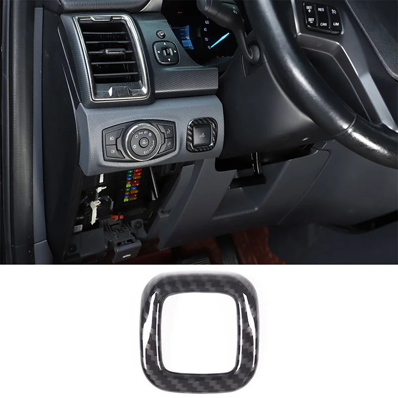 

For Ford Ranger 2022 ABS Carbon Texture Style Car Interior Hood Switch Frame Decorative Sticker Interior Molding Accessories