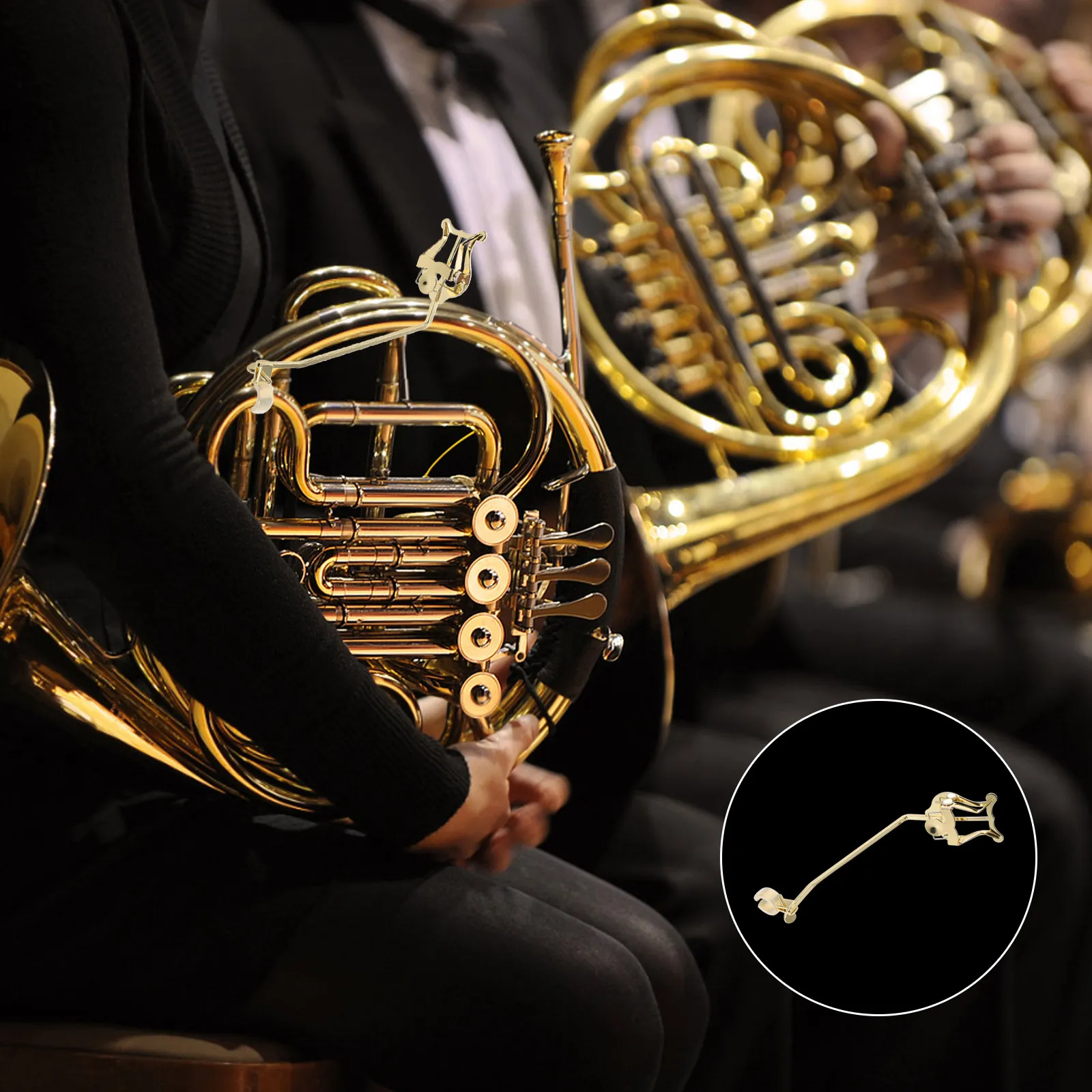 

Портативная вращающаяся подставка-лира для нот для французского рожка, трубы, флейты, кларнета, тенор-саксофона, тромбона