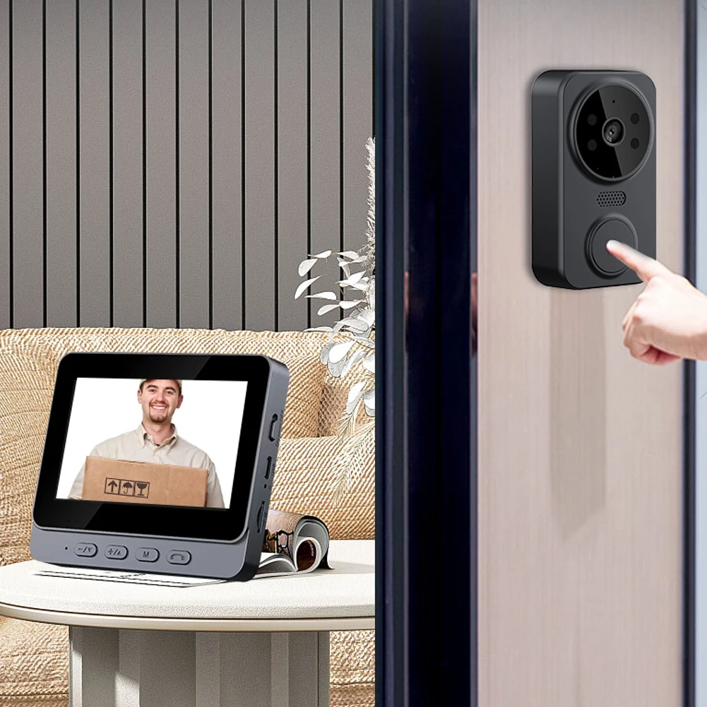 Door Eye Camera 2.4G WiFi Automatic Sensing Home Digital Viewer 4.3 Inch IPS Screen Smart Video Doorbell Camera Two-Way Intercom