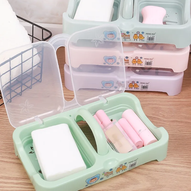 Soap Box Storage Racks Double Compartment Soap Boxes with Lid Portable Soap Drain Holders Container Home Bathroom Accessories