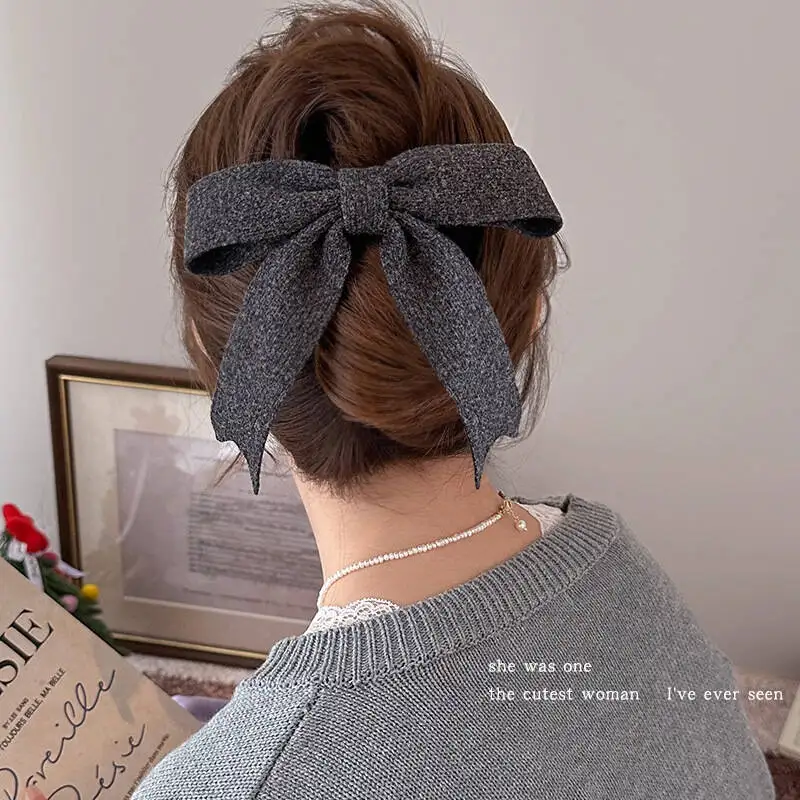 Koreanische Gestrickte Woolen Bogen Haar Clips Frühling Clips Frauen Temperament Barrettes Weibliche Party Haarnadeln Haar Schmücken Zubehör – Detail 2