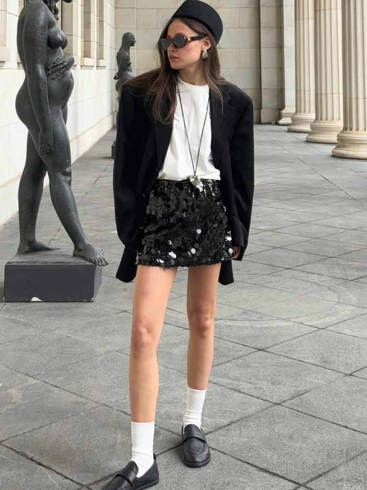 Spring/Summer New Style Irregular Glitter Fashion Ultra Short Mini Bag Hip Skirt Sexy Spicy Women's Wear Party Nightclub Pie