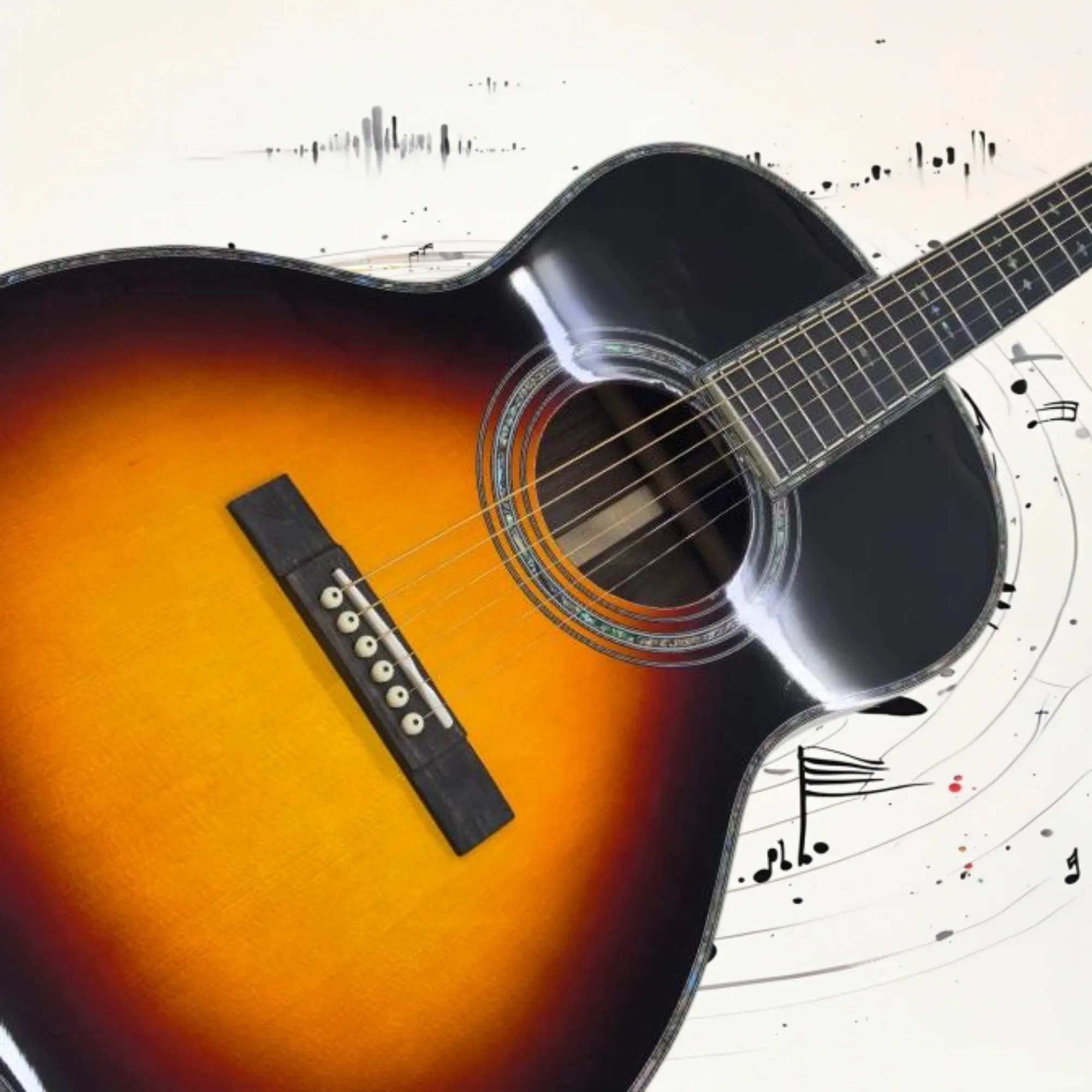 Free Shipping 00042 Sunburst Acoustic Guitar  Folk Guitar Wood Guitar Colorful Soundhole Inlay Gloss Finish Fingerstyle Gift