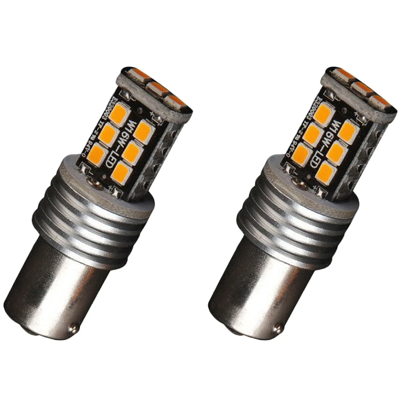 #206Y 2X Amber/Yellow 1156 Ba15S 2835 15W Error Free Car LED Turn Signal Light Bulbs (Black)