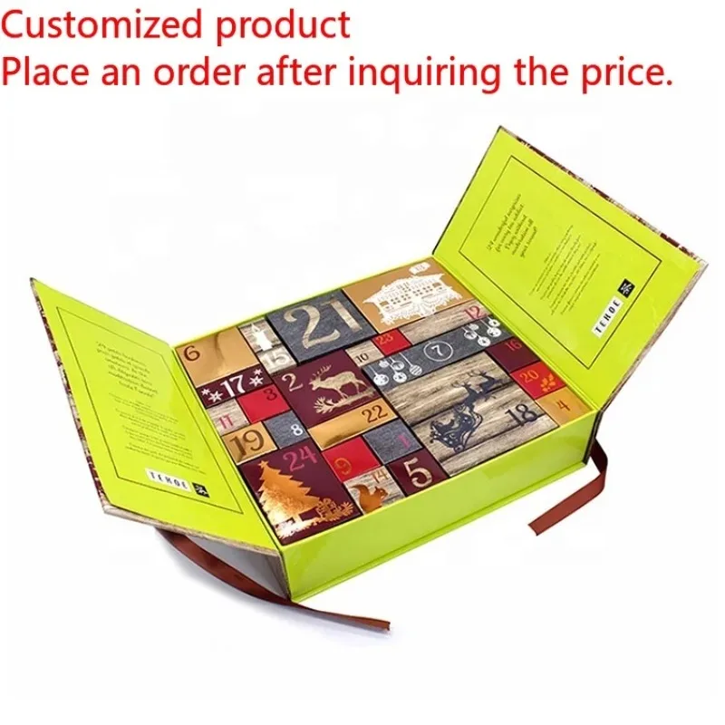 

2025Custom Printed Paper Cardboard Birthday Holiday Anniversary Theme Activities Advent Countdown Calendar Gift Box