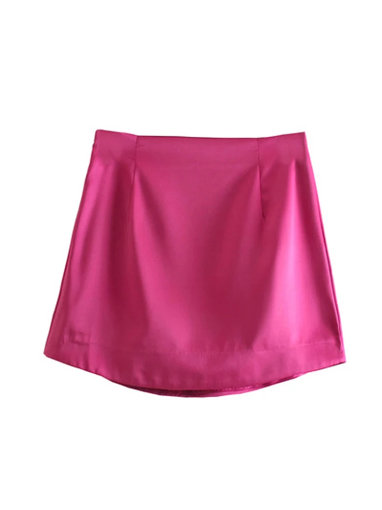 Women's High Street Mini Skirt, Side Zipper, Sexy, Light, Soft, Casual, Slim, Chic, Monochromatic, Ladies