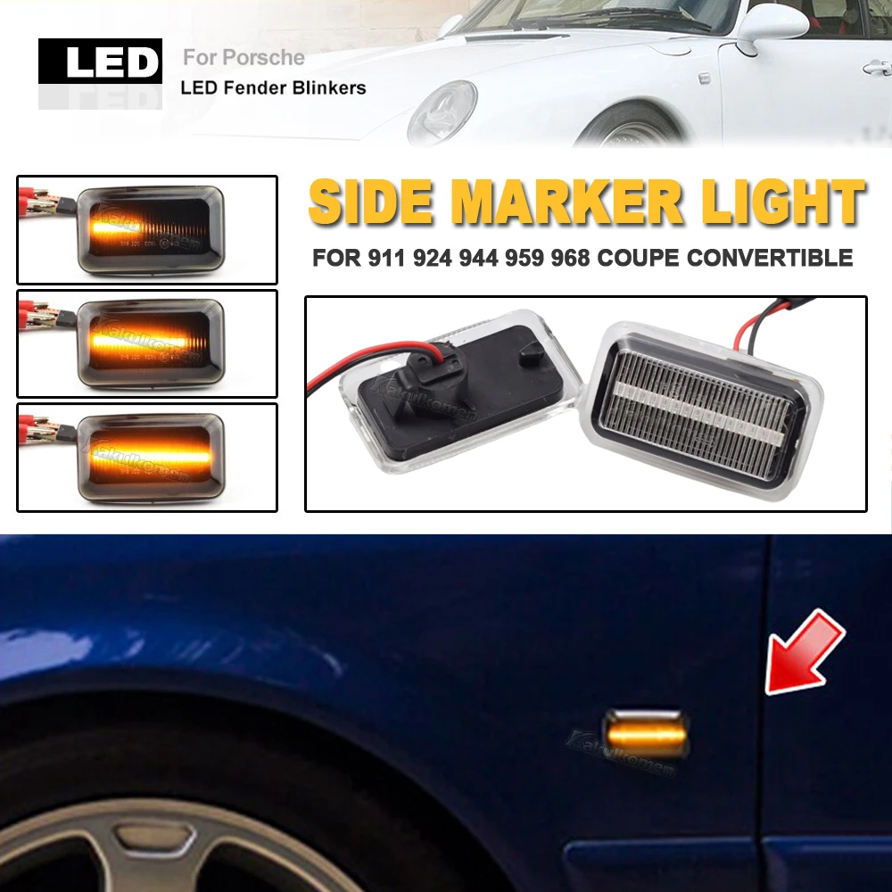 For Audi A6 S6 100 C3 C4 200 80 90 B2/B3/B4 Cabriolet Coupe V8 Sequential Flashing LED DynamicTurn Signal Side Marker Light