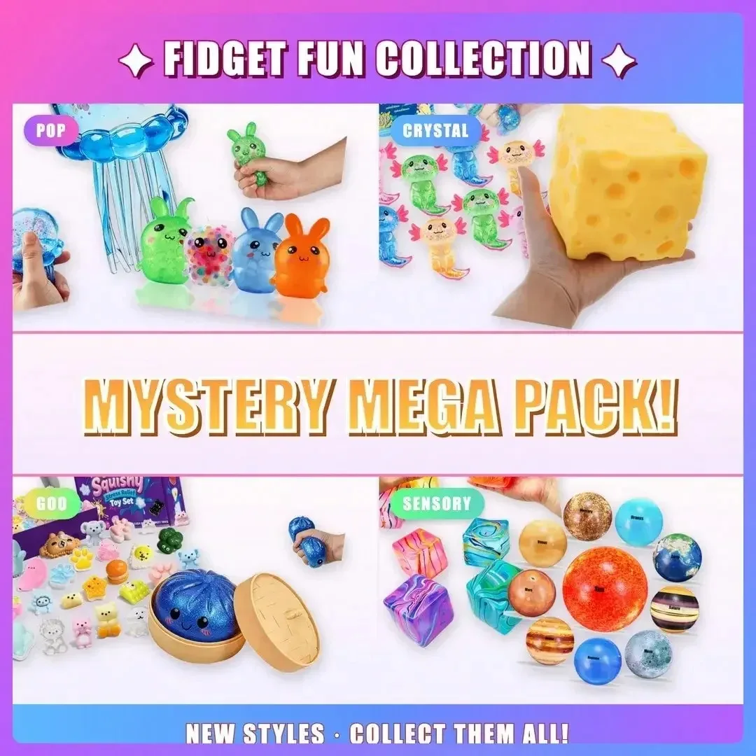 OO 100+Pcs Surprise Box Toys Novelty Stress Relief Assorted Squishy Figures Blind Box Fun Mystery Fidget Stress Relief Surprise view 5