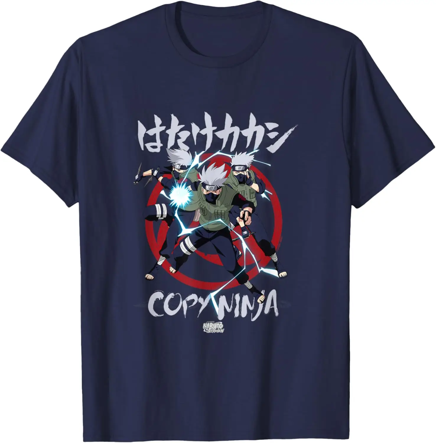 Naruto Shippuden Kakashi Copy Ninja Lightning Anime T-Shirt S-6XL