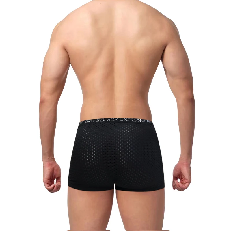 Men's Low Rise Mesh Boxer Briefs, Breathable Stretch Underwear, Quick Dry Comfort Underpants for Daily Wear, Gym Workout & Outdo