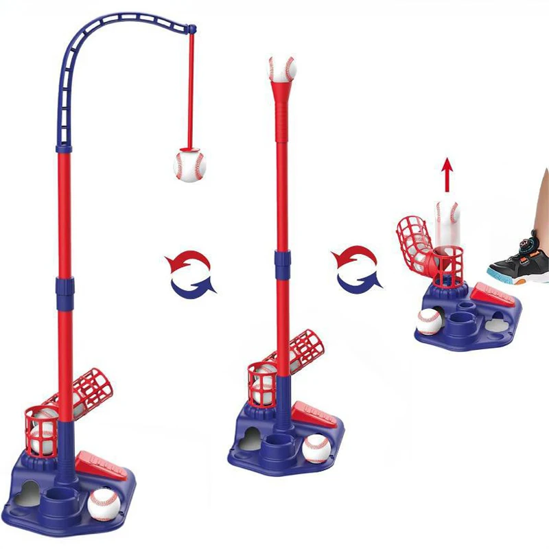 Ensemble de jouets de Baseball 3 en 1 pour enfants, avec support de balle suspendu, lanceur automatique en T, hauteur réglable, ensemble de Sports de plein air pour tout-petits