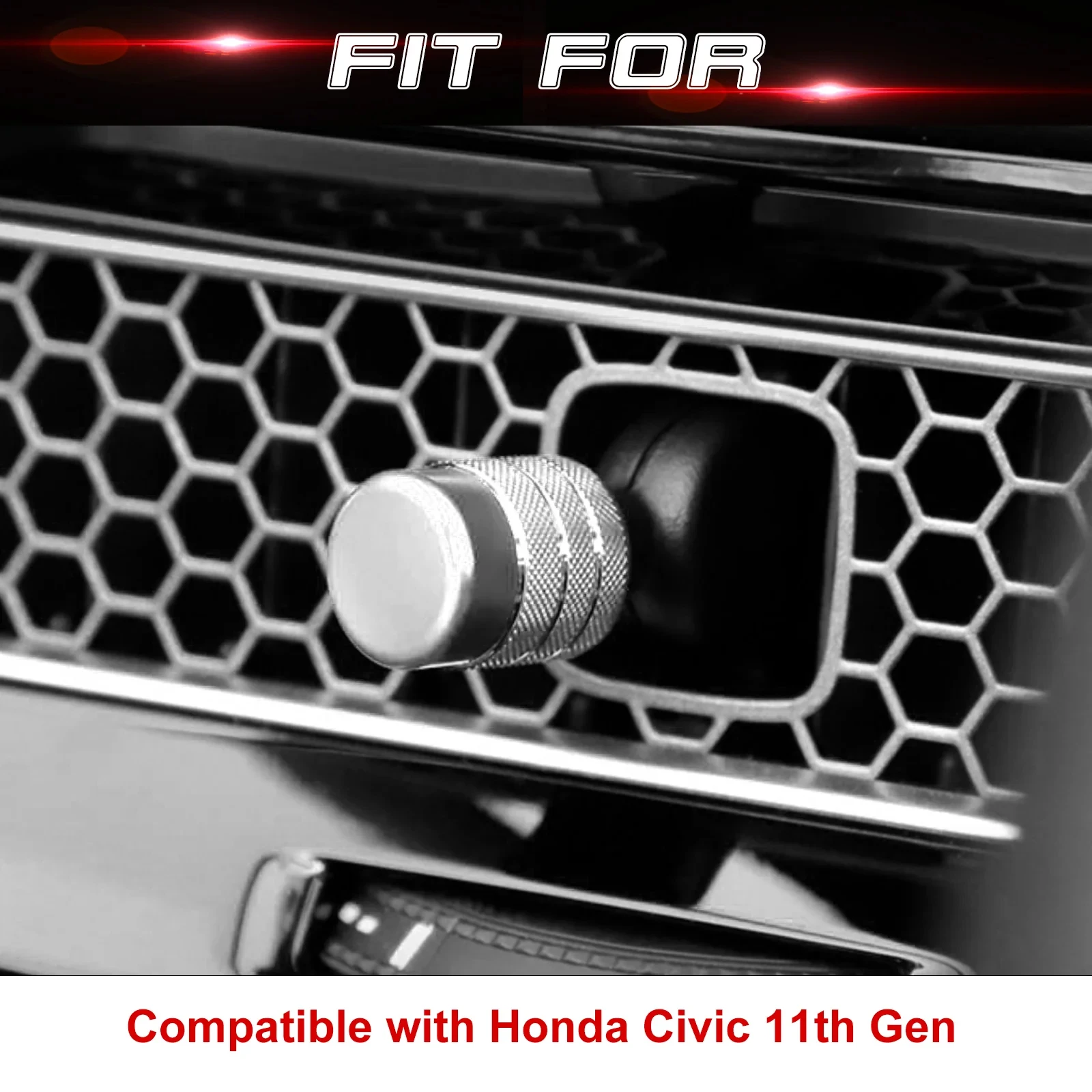 4pcs Silver Center Console Air Vent AC Outlet Switch Knob Button Ring Frame Cover Overlay Trim Sticker For Honda Civic 2022-2026