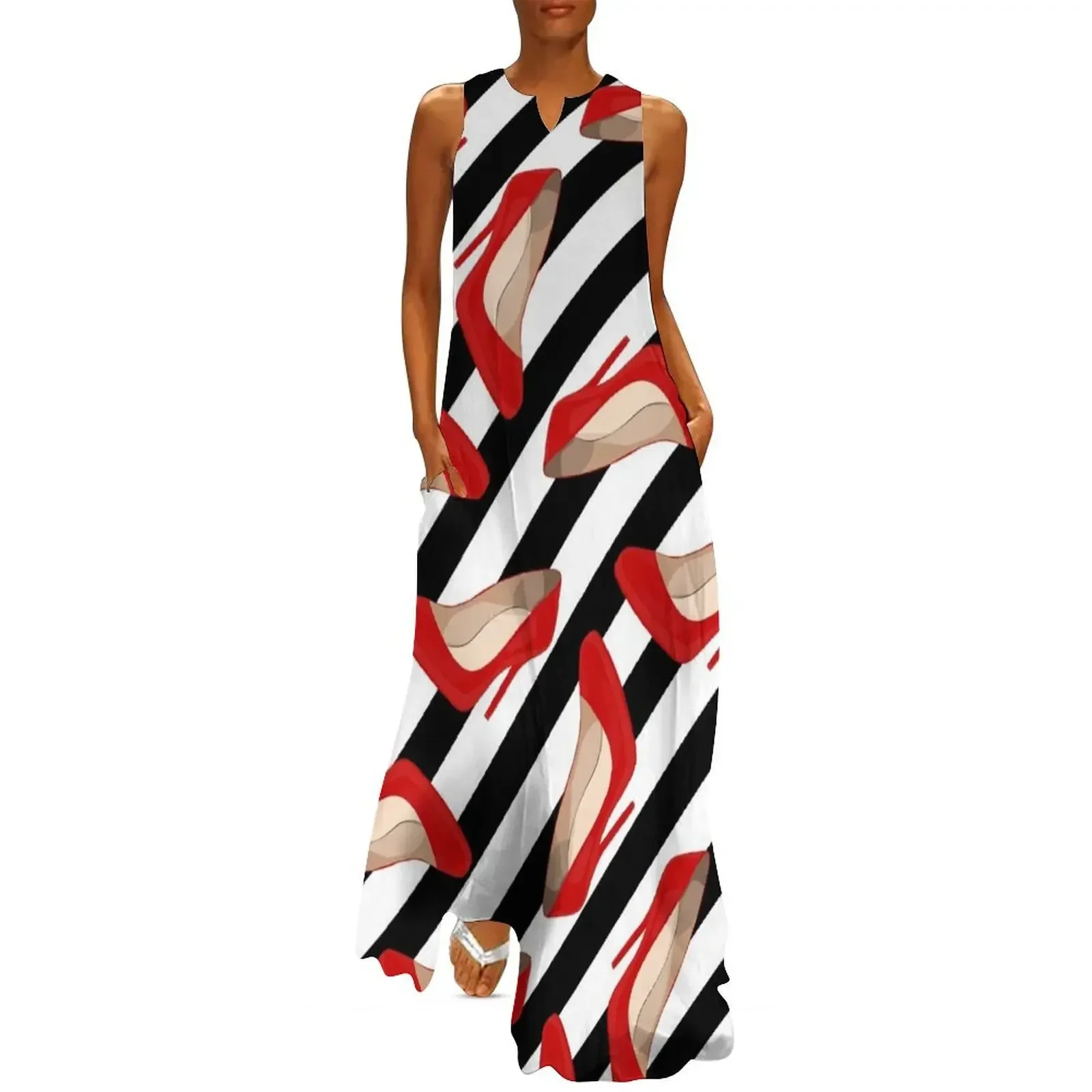

Fashion pattern with red heels Long Dress women dress womens clothing luxury woman evening dress prom dresses 2025