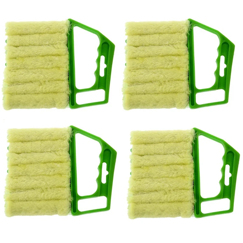 L74A 4Pcs Handheld Blinds Cleaner Shutter Curtain Brush Dust Remover for Air Conditioning Home /Car Vents/Fan/Shutters-Green